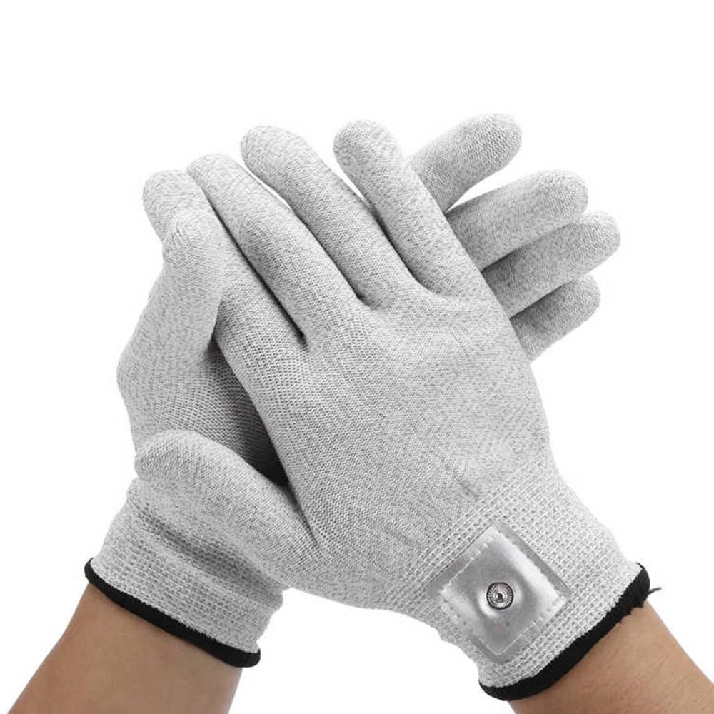 ASXZ Silver Fiber Electromagnetic Radiation Protective Gloves, Emf Blocking, Electrode Gloves, for Relaxation Hand Pain Relief,Gray