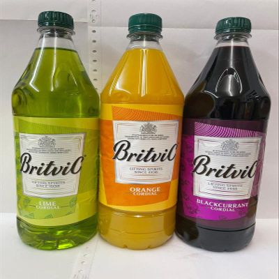 Britvic Cordial 12 x 1 Litre Bottles( Lime, Orange, Blackcurrant ) 4 of Each