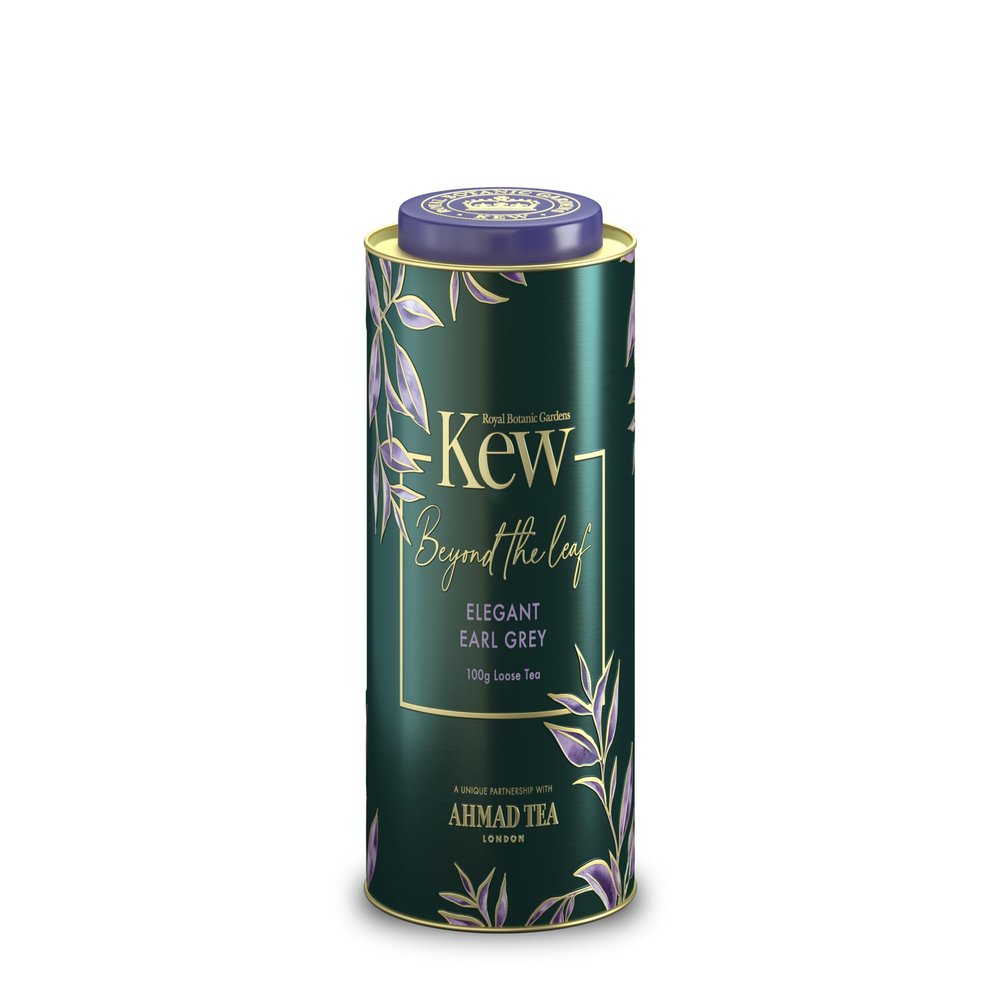 Ahmad Tea & KEW Gardens | Elegant Earl Grey Caddy | Black Tea | Perfect tea gift | 100g Loose Leaf Tea | 1 Flavour