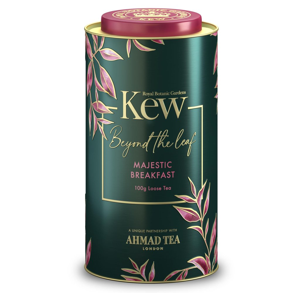 Ahmad Tea & KEW Gardens | Majestic Breakfast Caddy | Black Tea | Perfect tea gift | 100g Loose Leaf Tea | 1 Flavour