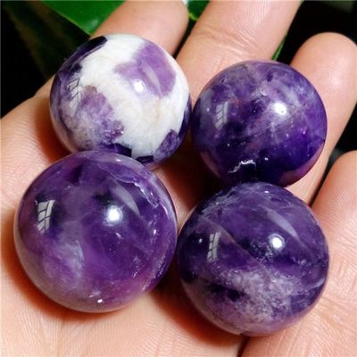 XUQULI gemstones for decoration 21-22mm 4pcs NATURAL Dream Amethyst Crystal sphere ball Orb Gem Stone Aura Chakra Crystal