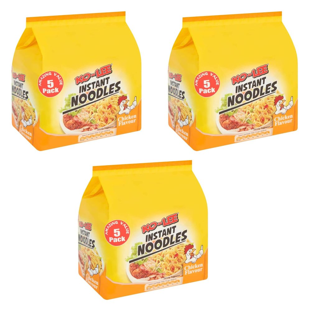 Ko - Lee Instant Noodles Chicken Flavour 350g ( Pack of 3) - Excellent for Snacking, Stir-Frying, Soups, Or As A Quick Side Dish - Ready in Few Minutes