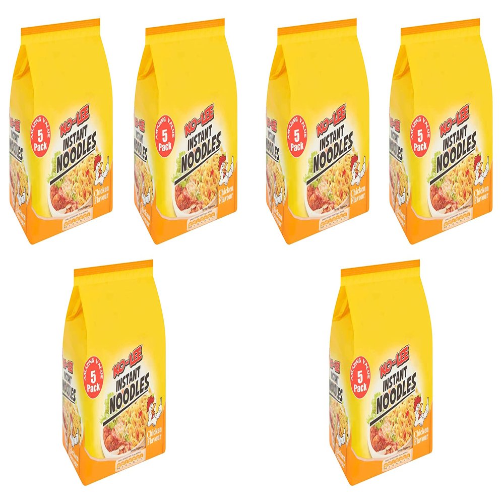gemeric Ko - Lee Instant Noodles Chicken Flavour 350g ( Pack of 6) - Excellent For Snacking, Stir-Frying, Soups, Or As A Quick Side Dish - Ready In Few Minutes