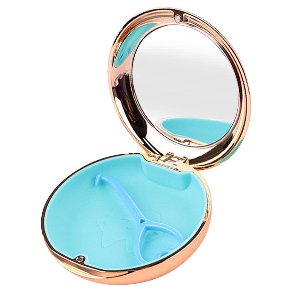 Colcolo Compact Retainer Case with Mirror, Mouth Guard Case, Waterproof, Dustproof, Storage Container with Aligner Remover Tool, Champagne Gold