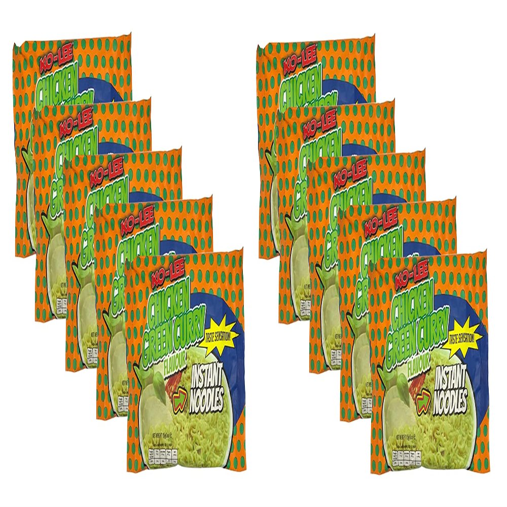 Ko - Lee Taste Sensation Chicken Green Curry Noodles Flavour 85g ( Pack of 10) - Excellent for Snacking, Stir-Frying, Soups, Or As A Quick Side Dish - Ready in Few Minutes