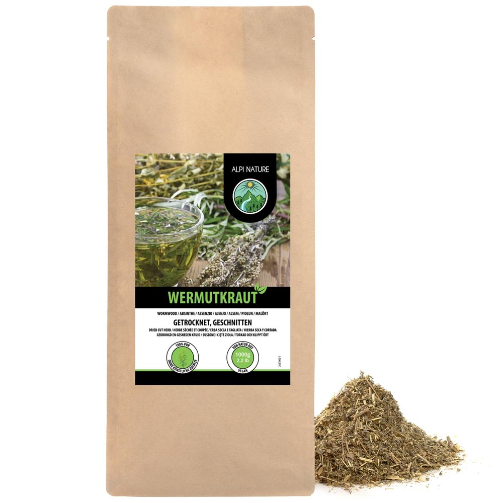 Alpi Nature Wormwood Tea 1kg 2.2 lb, Loose Leaf Tea, Gently Dried and Cut Wormwood Herb