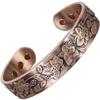 Ladies Pure Copper Magnetic Bracelet Women Copper Bangle Cuff 6 Neodymium Magnets Adjustable, Floral Pattern-EF (L: Wrist 19.5-22.5cm/7.6-8.75") view 2