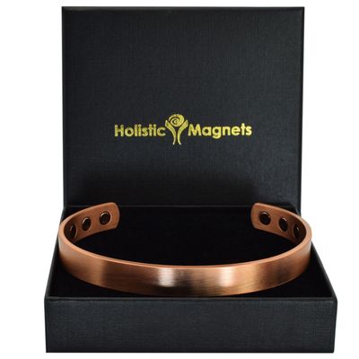 Pure Copper Magnetic Bracelet Men Women Copper Bangle Cuff 6 Neodymium Magnets Unisex Adjustable-CSL (M: Wrist 16.519.5cm/6.37.7)