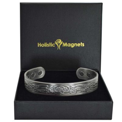 XL Mens Copper Magnetic Bracelet Viking Copper Bangle Pewter Plated 6 Neodymium Magnets Adjustable - Viking Design-VGP (XL: Wrist 2224cm/8.69.5)