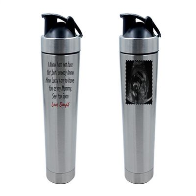 Getagift 500ml Aluminium Shaker Bottle for Supplement Shakes - Easy Clean, Durable Cup Mothers Day, Personalised Mummy Love Bump How Lucky I Am to Have You Birthday. (Silver)