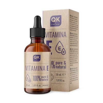 QKnatur - Pure Liquid Vitamin E (Tocopherol) 30 ml - Natural Plant Based - Antioxidant and Anti-Aging for Face, Skin, Hair and Nails