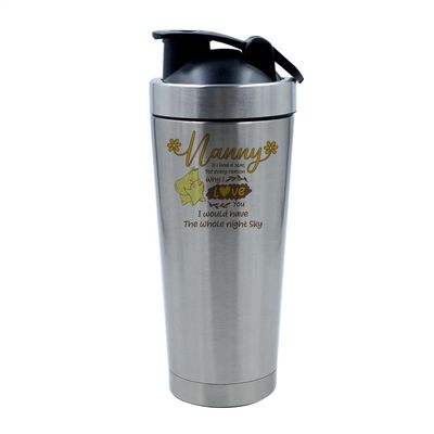 Getagift 500ml Aluminium Shaker Bottle for Supplement Shakes - Easy Clean, Durable Cup Mothers Day, Nanny If i had a Stars Christmas, Birthday, Nannie, Nan. (Silver)