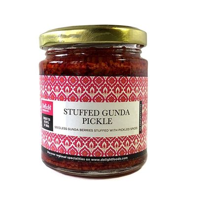 Delight Foods Traditional Pickles 200g | Achaar, Uppinkai (Stuffed Gunda Pickle)
