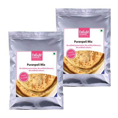 Delight Foods Maharashtra Ready to Cook Mixes | Set of 2 | Snacks - Breakfast - Lunch | (Puranpoli)