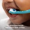 Frida Baby Toothhugger Kids Toothbrush: U-Shaped Toothbrush with Triple-Angle Bristles, Easy-Grip Handle, Soft Toothbrush Bristles, for Toddlers and Kids 2+ Years Old, Blue view 2