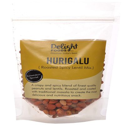Delight Foods Karnataka Special Hurigalu (Roasted Spicy Lentils Mix) 300G - Indian Snacks