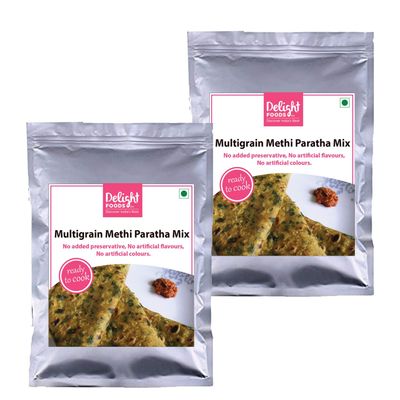Delight Foods Maharashtra Ready to Cook Mixes | Set of 2 | Snacks - Breakfast - Lunch |(Multigrain Methi Paratha Mix)