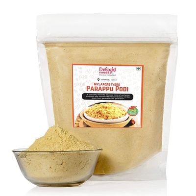 Delight Foods Mylapore Iyer's Paruppu Podi 350g - Gun Powder | Mixed Spices | Tamil Nadu Special | NO PRESERVATIVES