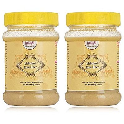 Delight Foods Uthukuli Pure Cow Ghee | Pure Clarified Butter | 100% Natural & No Preservatives (Ghee 400ml (200ml x 2))