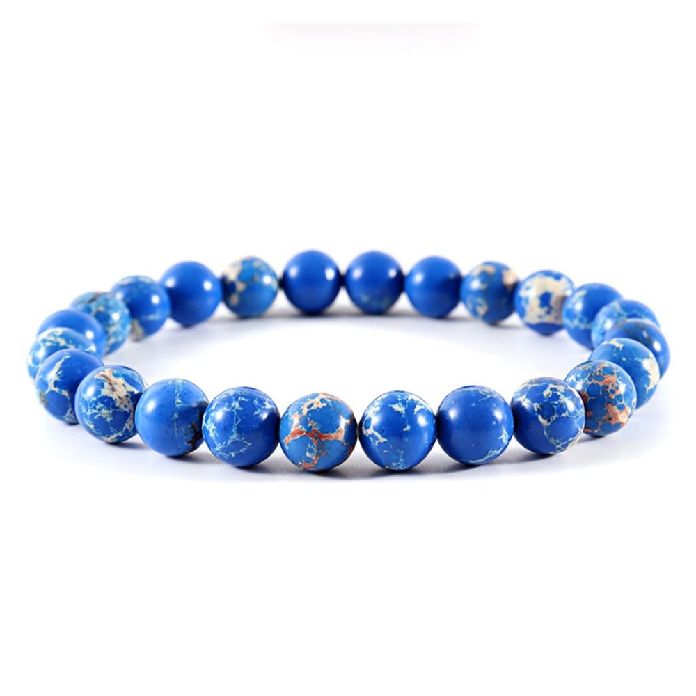 ZZSRJ Classic Stone Bead Bracelet Men's Handmade Stone Bead Chain Bracelet Men's Women's Jewelry Gifts (Main Stone Color : Width 10mm, Metal Color : 9)