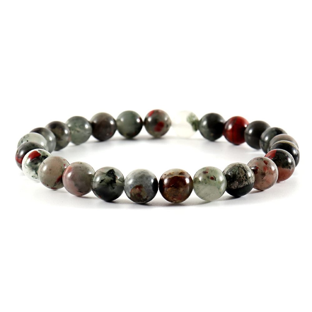 ZZSRJ Classic Stone Bead Bracelet Men's Handmade Stone Bead Chain Bracelet Men's Women's Jewelry Gifts (Main Stone Color : Width 8mm, Metal Color : 37)