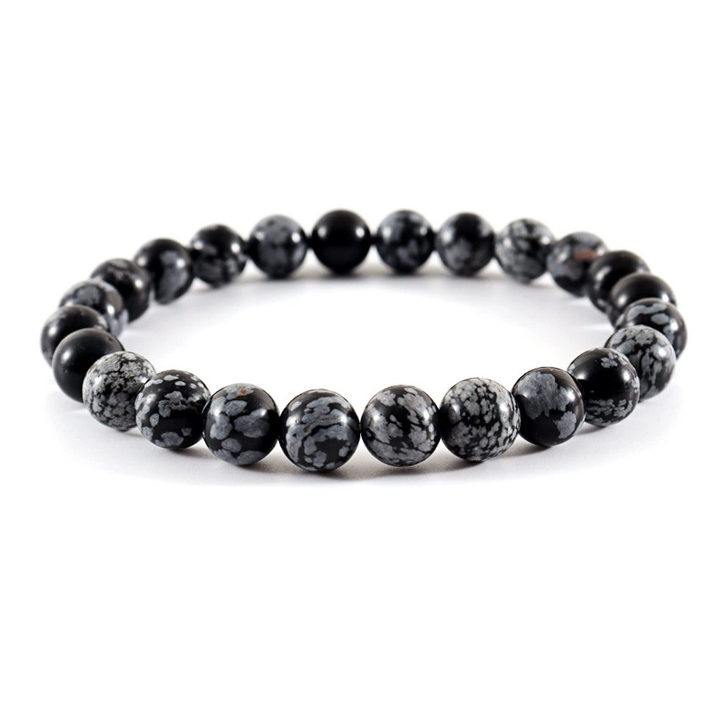 ZZSRJ Classic Stone Bead Bracelet Men's Handmade Stone Bead Chain Bracelet Men's Women's Jewelry Gifts (Main Stone Color : Width 10mm, Metal Color : 14)