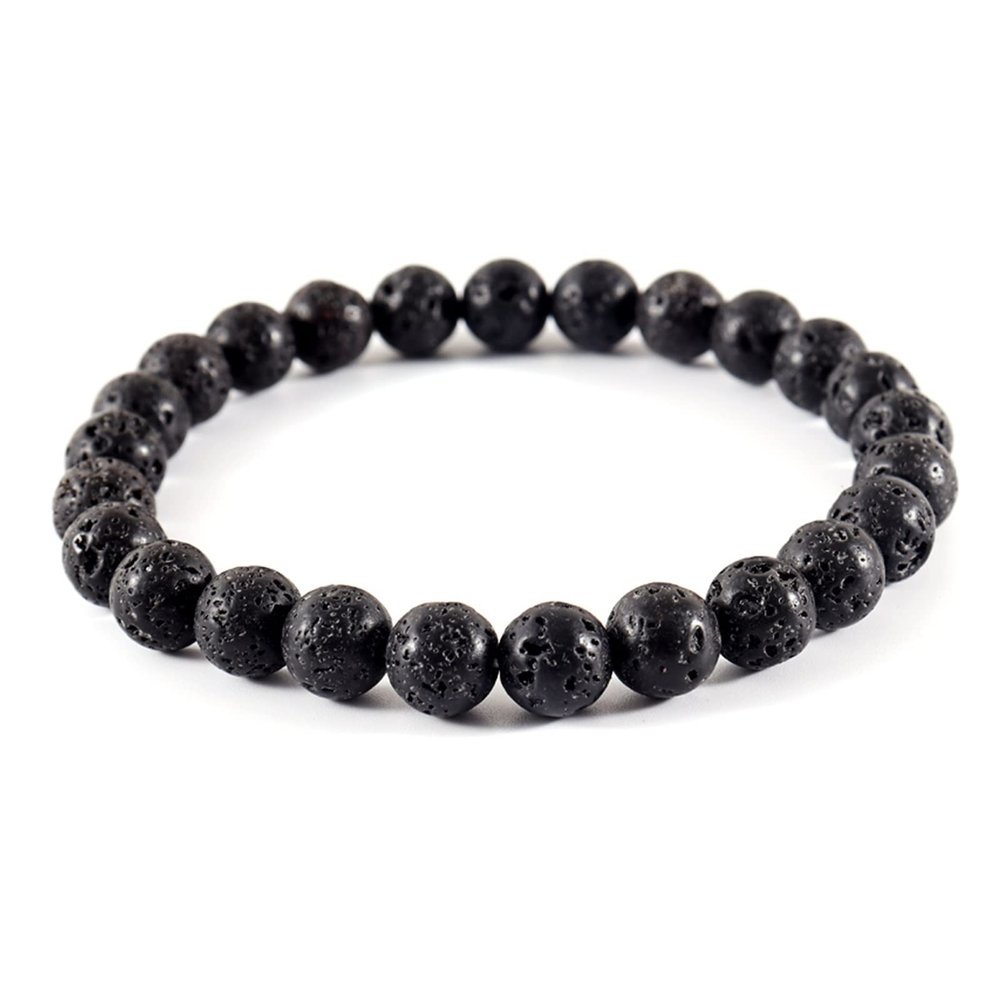ZZSRJ Classic Stone Bead Bracelet Men's Handmade Stone Bead Chain Bracelet Men's Women's Jewelry Gifts (Main Stone Color : Width 10mm, Metal Color : 1)