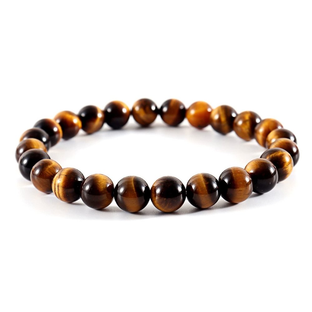 ZZSRJ Classic Stone Bead Bracelet Men's Handmade Stone Bead Chain Bracelet Men's Women's Jewelry Gifts (Main Stone Color : Width 10mm, Metal Color : 2)