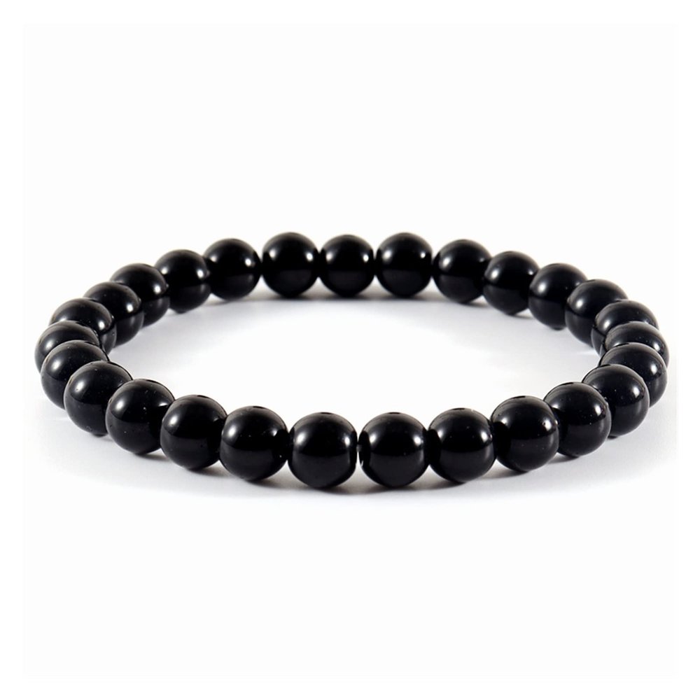 ZZSRJ Classic Stone Bead Bracelet Men's Handmade Stone Bead Chain Bracelet Men's Women's Jewelry Gifts (Main Stone Color : Width 10mm, Metal Color : 7)