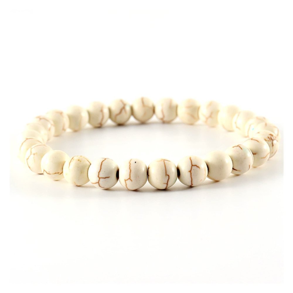 ZZSRJ Classic Stone Bead Bracelet Men's Handmade Stone Bead Chain Bracelet Men's Women's Jewelry Gifts (Main Stone Color : Width 8mm, Metal Color : 39)