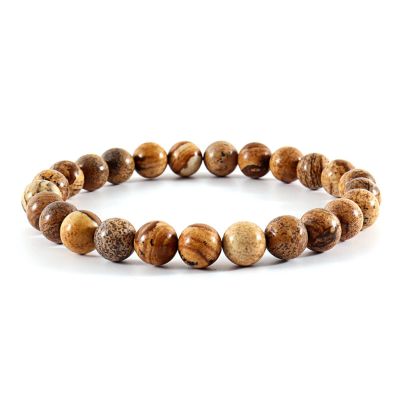 ZZSRJ Classic Stone Bead Bracelet Men's Handmade Stone Bead Chain Bracelet Men's Women's Jewelry Gifts (Main Stone Color : Width 10mm, Metal Color : 35)