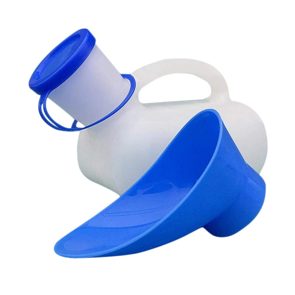 1000ml Portable Urine Bottle for Men and Women Unisex Emergency Urinal Toilet Female Male Unisex Travel Camping Portable Plastic PE Urinal Toilet with Connection Random Supplied