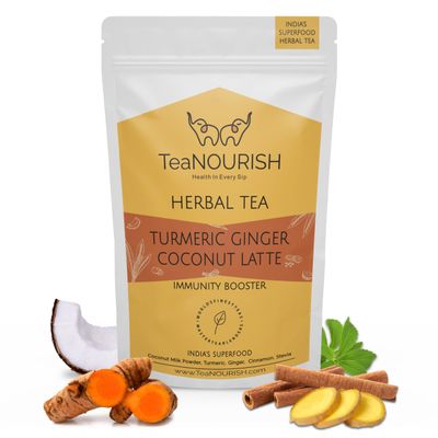 TeaNOURISH Turmeric Ginger Coconut Latte | Indian Superfoods with Coconut Milk Powder | Aids Digestion, Relieves Stress & Supports Immunity | 100% NATURAL - 3.53oz/100g