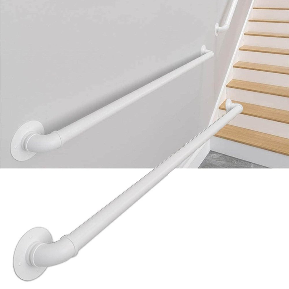 HYEYXKF White Handrail for Stairs, Bar Counter Foot Rail, Wall Mounted Handrails Railings, Stairway Railing for Indoors Outdoors Grab Rail Support Rod - Wrought Iron (Size : 13ft/390cm)