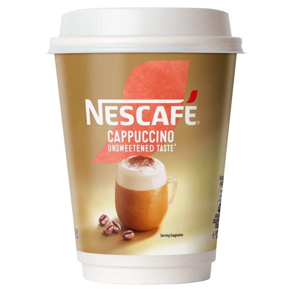 2 x 8 Sleeves Gold Instant Fresh Hot Unsweetened Cappuccino Coffee Cups Office Home Travel