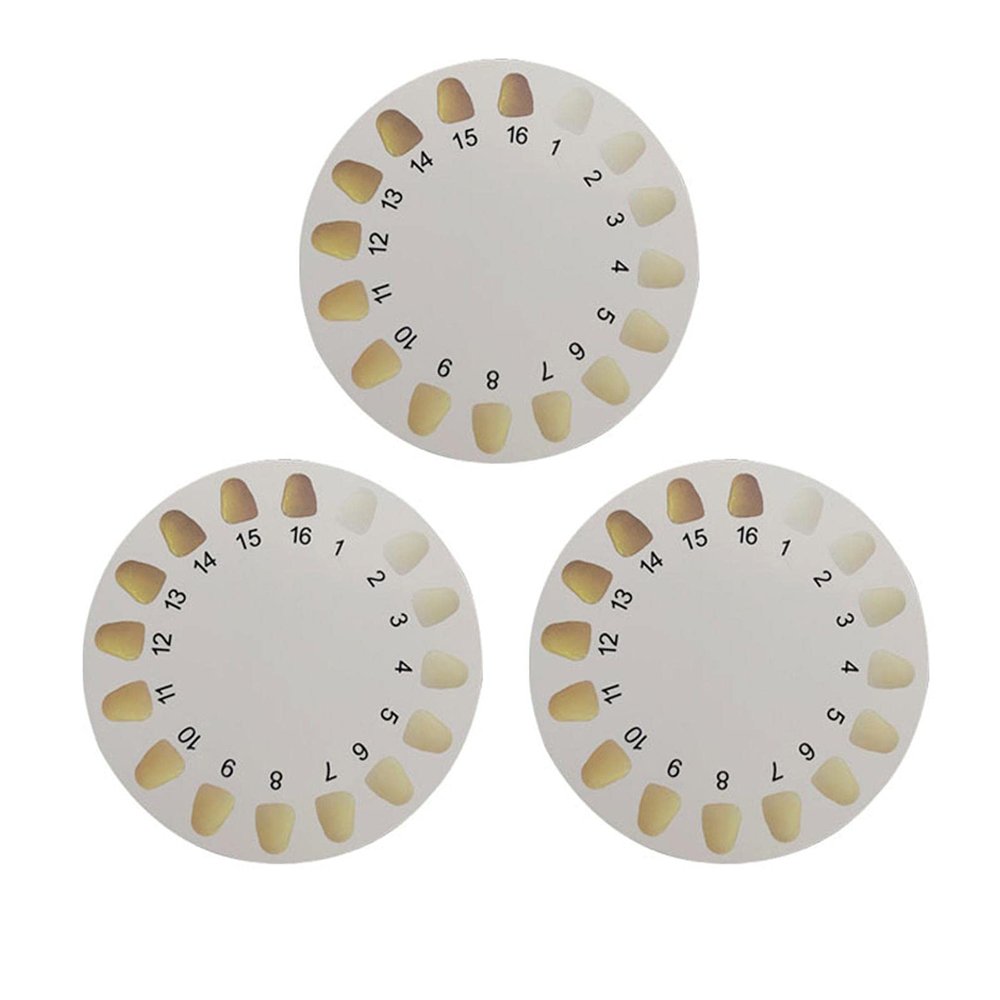 DEWIN Color Comparing Charts, 3pcs Teeth Color Comparing Charts Teeth Bleaching Color Shade Guide Dental Teeth Color Cards