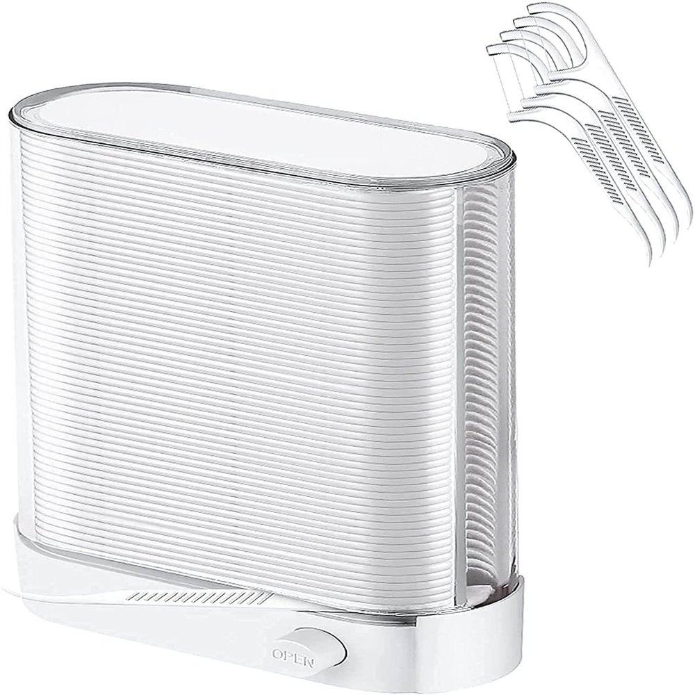 Dental Floss Picks White Dispenser Hygiene and Tidy Pop-up Floss Box 1 Boxs Have 88 Count Tasteless Flossers. (1 PC)