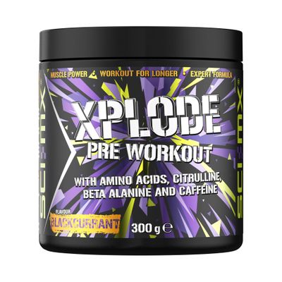 SCI-MX - X-PLODE Pre-Workout - 300g - Blackcurrant Flavour - 250mg Caffeine, 6g Citrulline Malate, 3.2g Beta Alanine / serving - Suitable for Vegetarians + Vegans