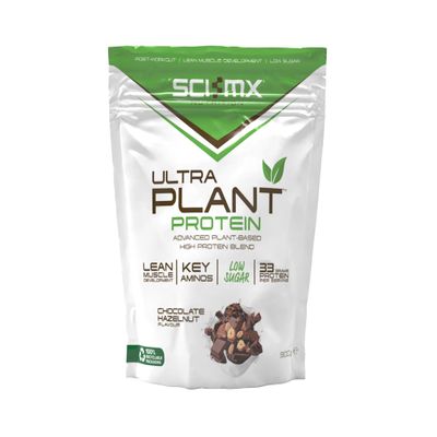 SCI-MX Ultra Plant - Chocolate Hazelnut Flavour Vegan Protein Powder Blend + Vitamin B Compex - Muscle Growth & Maintenance - Low Sugar, Non-GMO - 900g (20 servings) 34g protein per serving