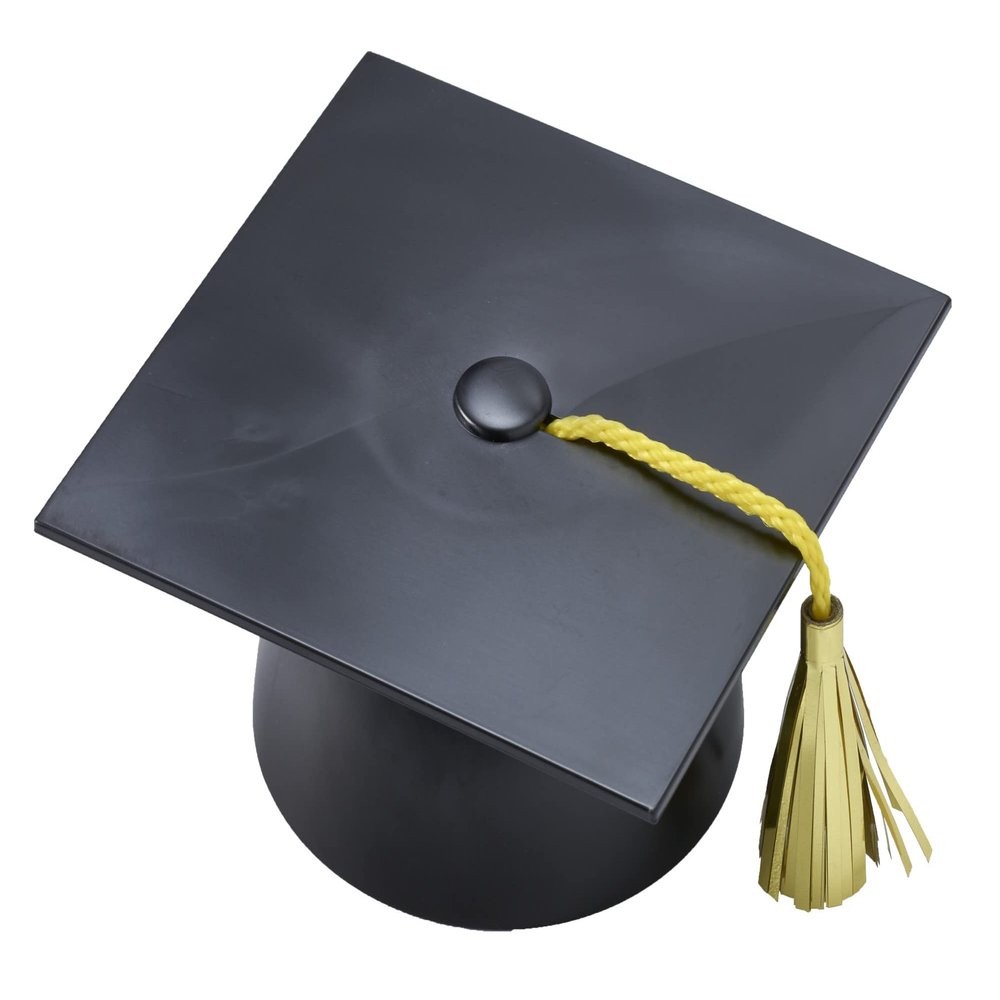DecoPac Black Grad Cap with Tassels Cake Topper, Elegant Graduation Hat Cake Decoration, Food Safe, Pack of 12 (22422)