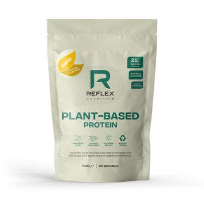 Reflex Nutrition Plant Based Protein - 21g Vegan Protein Powder (Pea Protein, Brown Rice Protein & Pumpkin Seeds) - Added Digestive Enzymes & Vitamin B12 - Natural Flavours (Banana, 20 Servings)