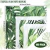 100 Pcs Tropical Cocktail Napkins Green Hawaiian Luau Dinner Napkins Palm Tree Safari Napkins Tropical Party Decorations Hawaiian Square 3 Ply Disposable Napkins for Birthday Jungle Shower view 2