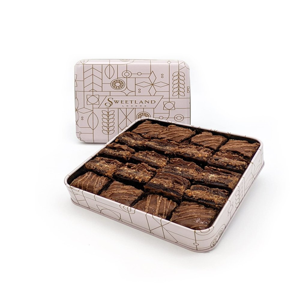 Sweetland London Chocolate Cashew Baklava  500 g | Fresh Handmade Traditional Lebanese Baklava Dessert | UK Made | Tin Gift Box | Present for Diwali, Ramadan, Mother's Day, Easter, Eid & Birthday