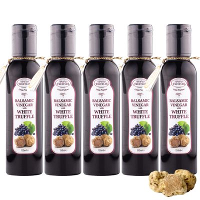 Balsamic vinegar glaze of Modena with white truffle, Grape must Truffle balsamico vinegar, Balsamic marinade, White truffle condiment, Dressing for fresh salads, stewed vegetables, meat 5 x 150 ml