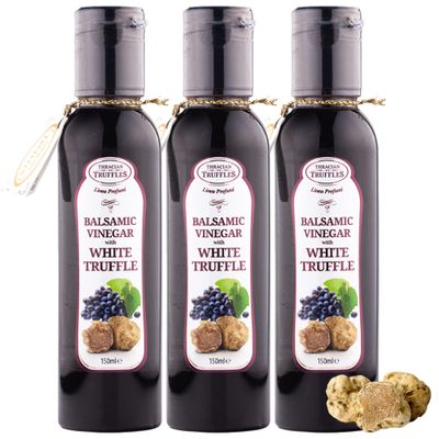 Balsamic vinegar glaze of Modena with white truffle, Grape must Truffle balsamico vinegar, Balsamic marinade, White truffle condiment, Dressing for fresh salads, stewed vegetables, meat 3 x 150 ml