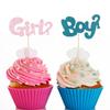 Kiwochy Boy or Girl Cupcake Topper Glitter Onesie Cupcake Toppers Blue Jumpsuit Cupcake Toppers Sticks Baby Shower Cake Toppers for Kids Birthday Gender Reveal Party Cake Decorations Supplies 24PCS view 3