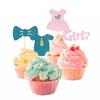 Kiwochy Boy or Girl Cupcake Topper Glitter Onesie Cupcake Toppers Blue Jumpsuit Cupcake Toppers Sticks Baby Shower Cake Toppers for Kids Birthday Gender Reveal Party Cake Decorations Supplies 24PCS view 4