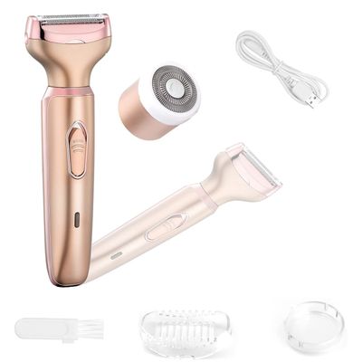 Electric Shaver for Women, 2 in 1 Painless Lady Electric Shaver Body Hair Remover Portable Wet and Dry Bikini Trimmer for Face, Legs, Underarm, Micro USB Rechargeable