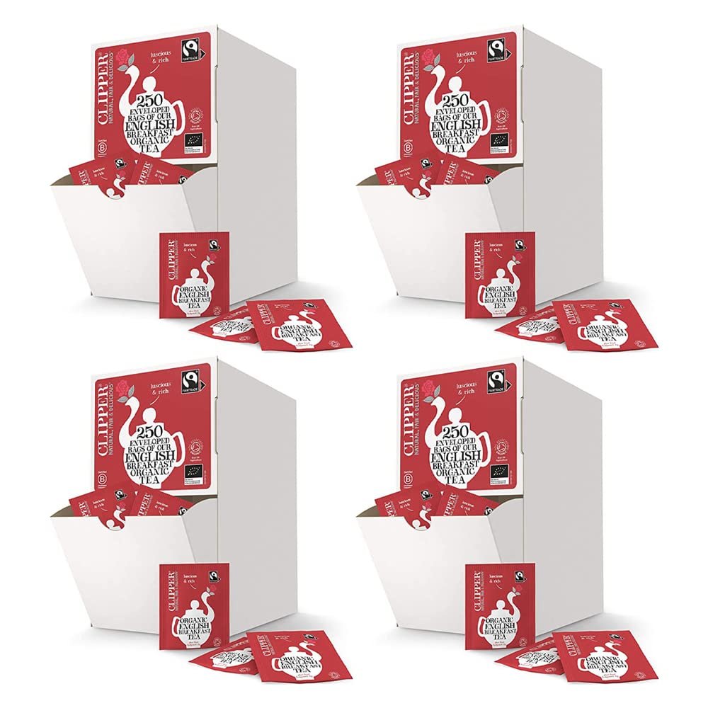 Clipper Fairtrade Organic English Breakfast Tea Bags (Tag & Envelope)  250 bags (Pack of 4)