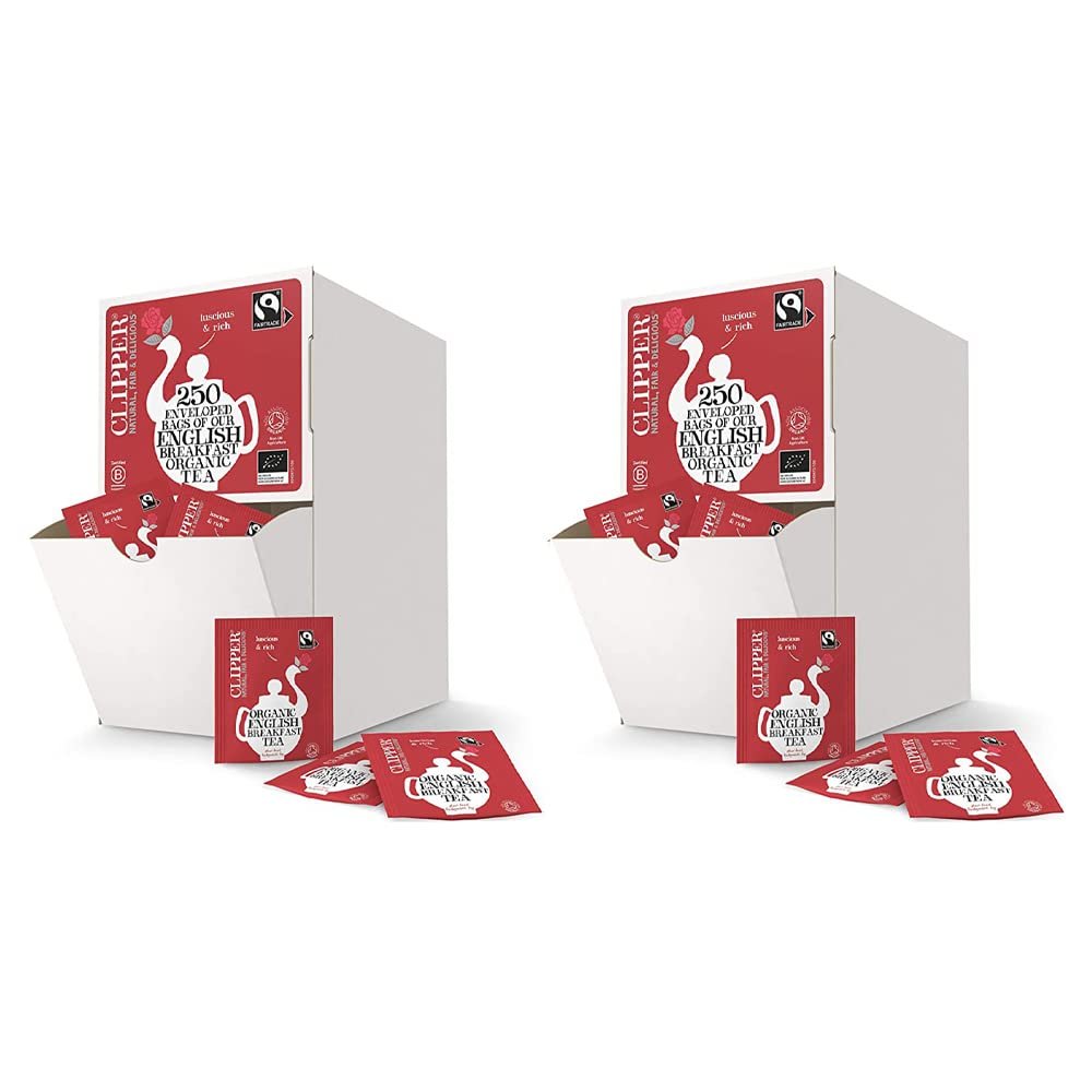 Clipper Fairtrade Organic English Breakfast Tea Bags (Tag & Envelope)  250 bags (Pack of 2)